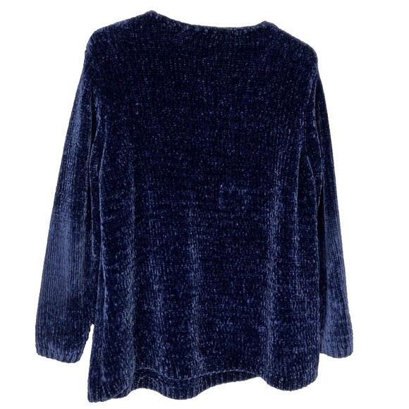 J. Jill Chenille Super Soft Dark Blue Knit Sweater Size Large Petite - Picture 7 of 7